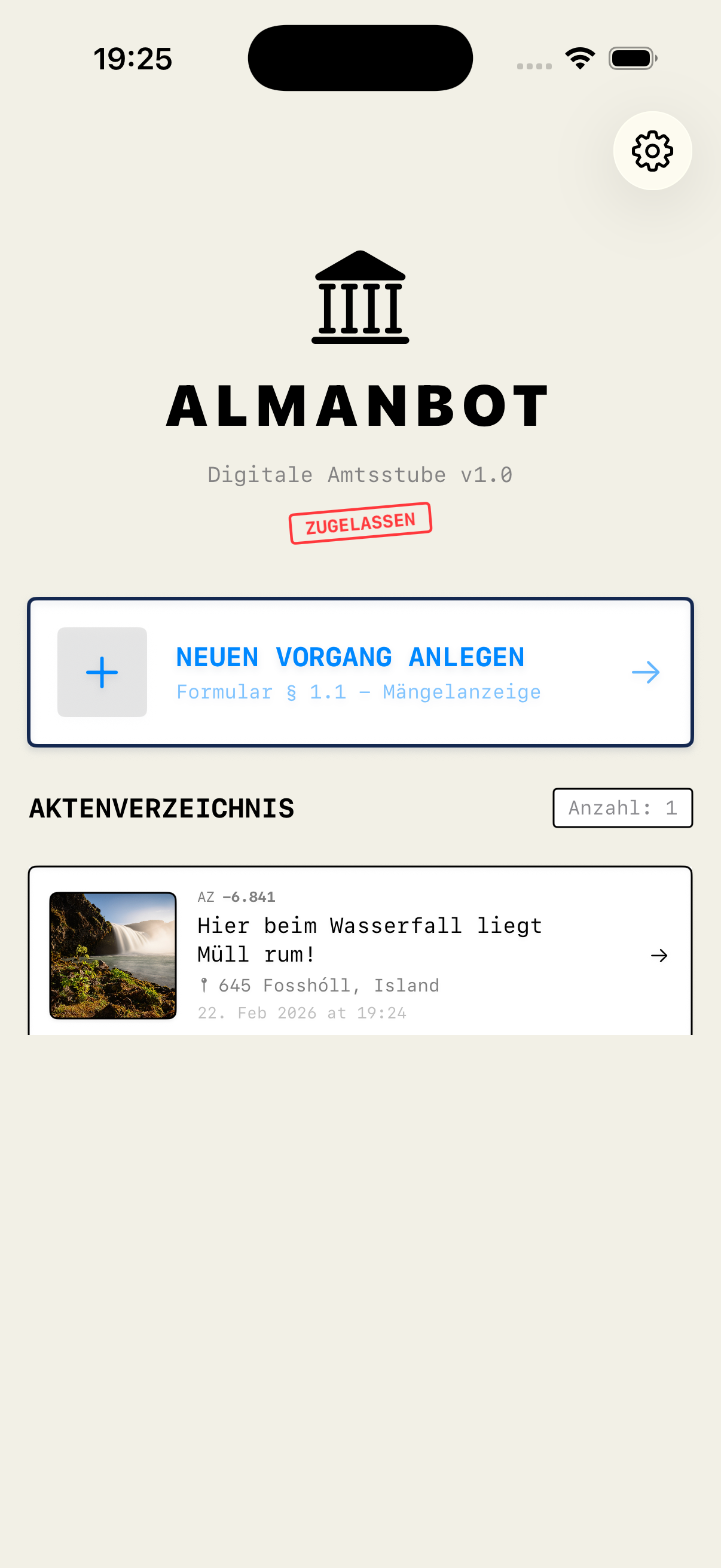 Almanbot Dashboard Übersicht